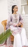 PRINTED LAWN FRONT PRINTED LAWN BACK & SLEEVES PRINTED CHIFFON DUPATTA EMBROIDERED NECKLINE PATCH EMBROIDERED CAMBRIC LAWN TROUSER