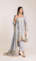 Medium Silk Printed Shirt 3.0m Tissue Silk Dupatta 2.5m Cotton Satin Shalwar 2.5m