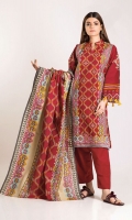 Front & Back Khaddar Print Embroidered 2.5m Sleeve Khaddar Printed 0.5m Khaddar Printed Dupatta 2.5m Shalwar 2.5m