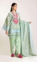 Embroidered Light Khaddar Printed Shirt 3.0m Printed Light Khaddar Dupatta 2.5m Shalwar 2.5m