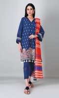 A lovely blue 3 piece unstitched crosshatch outfit with floral prints.