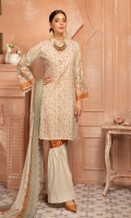 Cotton Thread Chikankari Lawn Embroidered Crinckle Dupatta Plain trouser