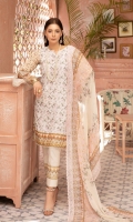 Cotton Thread Chikankari Lawn Embroidered Crinckle Dupatta Plain trouser