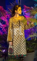 Yellow Printed Embroidered Stitched Karandi Shirt - 1PC