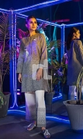 Grey Plain Embroidered Stitched Karandi Shirt - 1PC