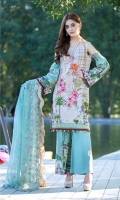 DYED LAWN FRONT EMBROIDERED: 1.25 MTR EMBROIDERED  CHIFFON  DUPATTA: 2.50 MTR DYED TROUSER   : 2.50 MTR EMBROIDERED MOTIFS : 02 PIECES