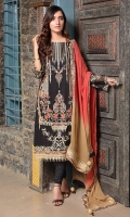 Embroidered Crinkle Chiffon Front 1 M Crinkle Chiffon Back 1 M Embroidered Patch For Front & Back 2 M Embroidered Crinkle Chiffon Sleeves 0.67 M Crinkle Chiffon Dupatta 2.5 M Dupatta Embroidered Patch 4 Side 7.5 M Dyed Silk Trouser 2.5 M