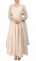 IVORY LONG FLARED ANARKALI WITH LACED SLEEVES